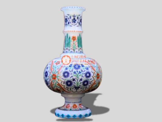 Lapis Lazuli Malachite Multi Inlay Marble Flower Vase Decor