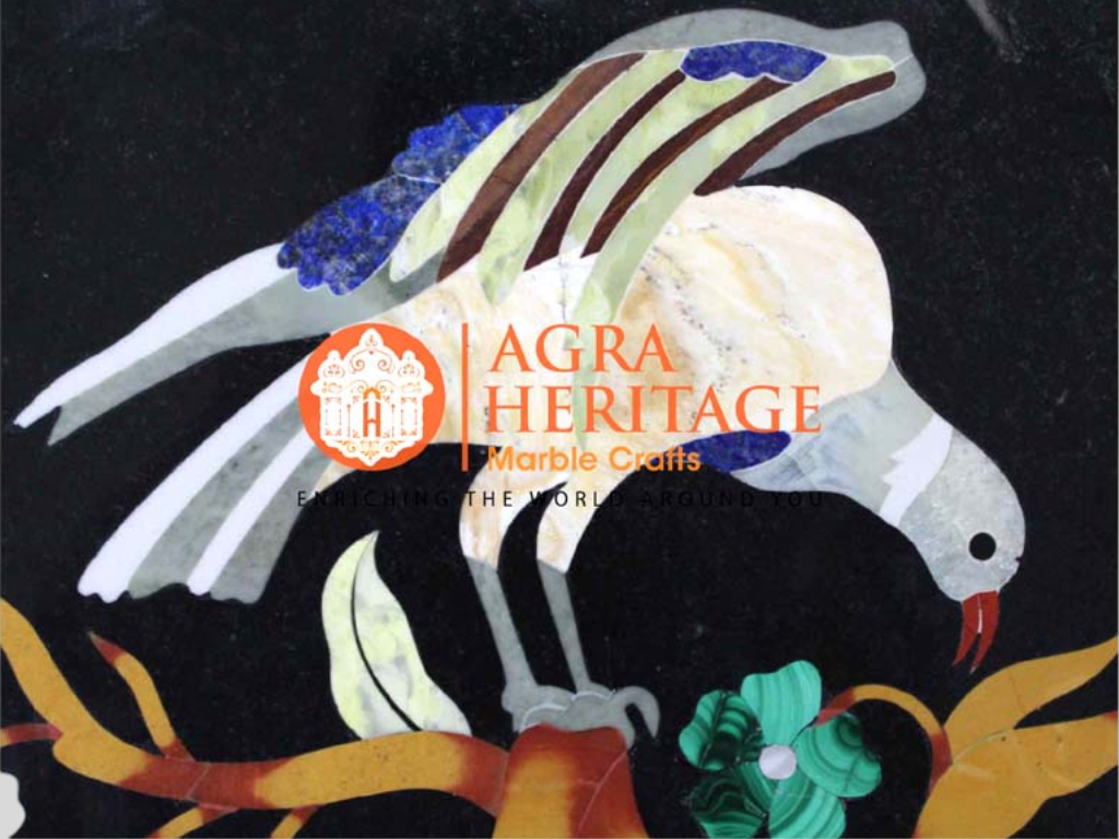 Black Marble Birds Art Table Top