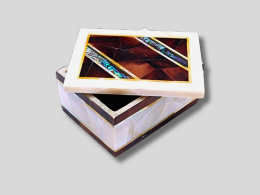 Random Mosaic Gemstone Inlaid Jewelry Box Organizer Handmade Luxury Gift