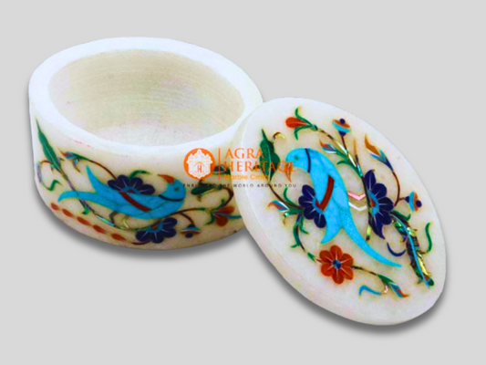 Inlay Work Design Marble Stones Jewelry Storage Box Gift
