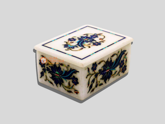 Handmade Marble Jewelry Box Cabinet Inlay Lapis Lazuli Marquetry Art (Copy)