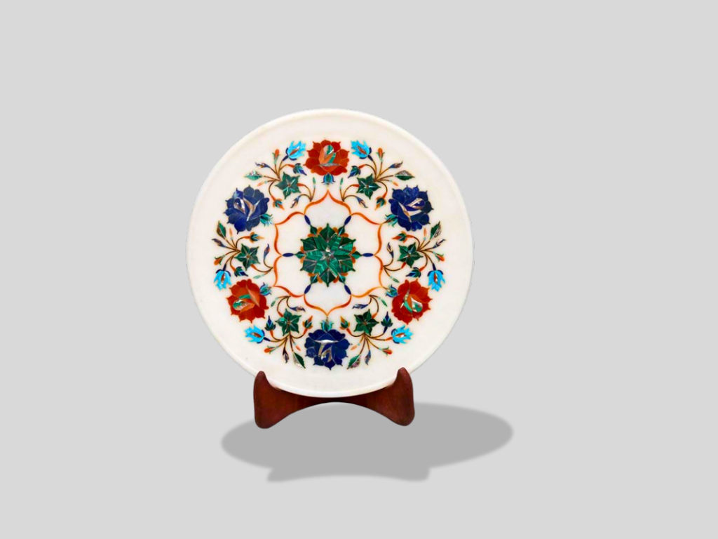 Marble Dining Table Plate Carnelian Multi Floral Art