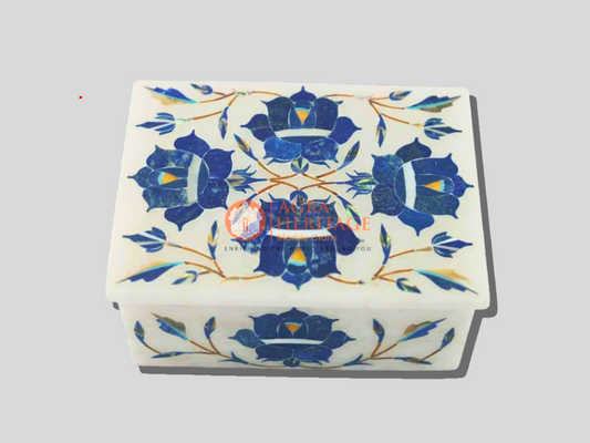 Marble Vintage Box Lapis Pietradura Floral Art