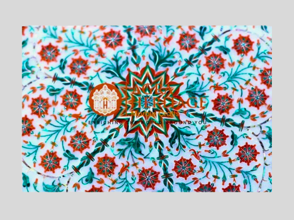 Makrana Marble Inlay Plate Malachite Carnelian Floral Decor