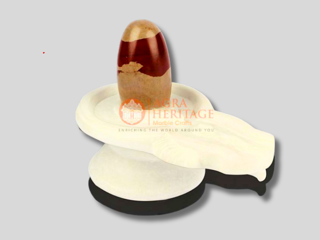 White Stone Marble Yoni Base Shiva Lingam Statue