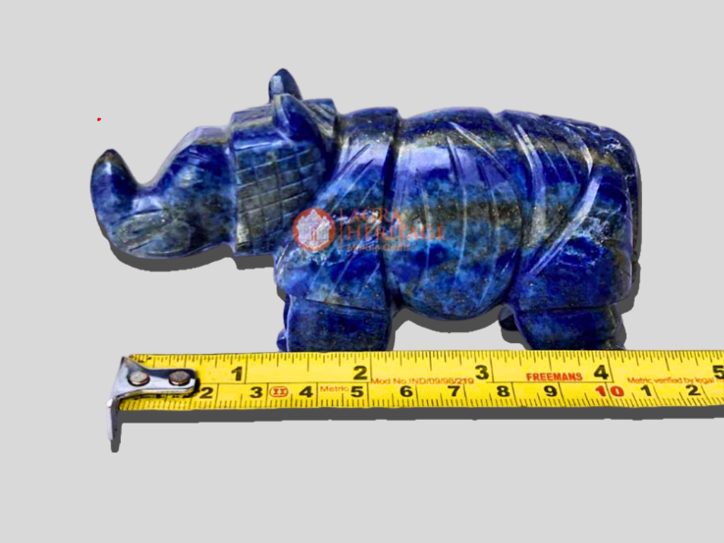 Lapis Lazuli Rhino Animal Statue Handmade Sculpture