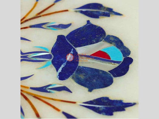 Marble Jewelry Keepsake Box Lapis Inlay Art