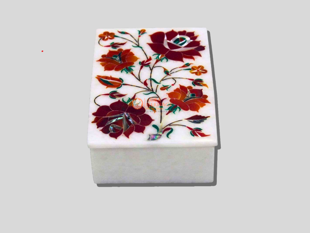 Handmade Carnelian Floral Jewelry Box Outlet