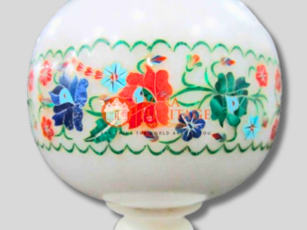 Decorative Marble Carnelian Multi Color Inlay Flower Vase