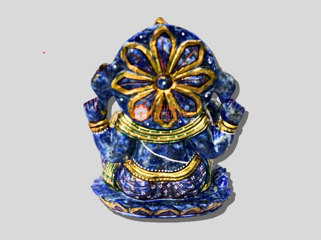 Handpainted Lapis Ganesha Idol Murti for Home