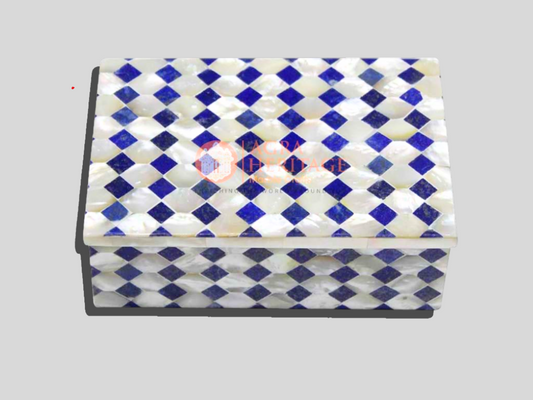 Marble Lapis Mother of pearls Jewelry Box