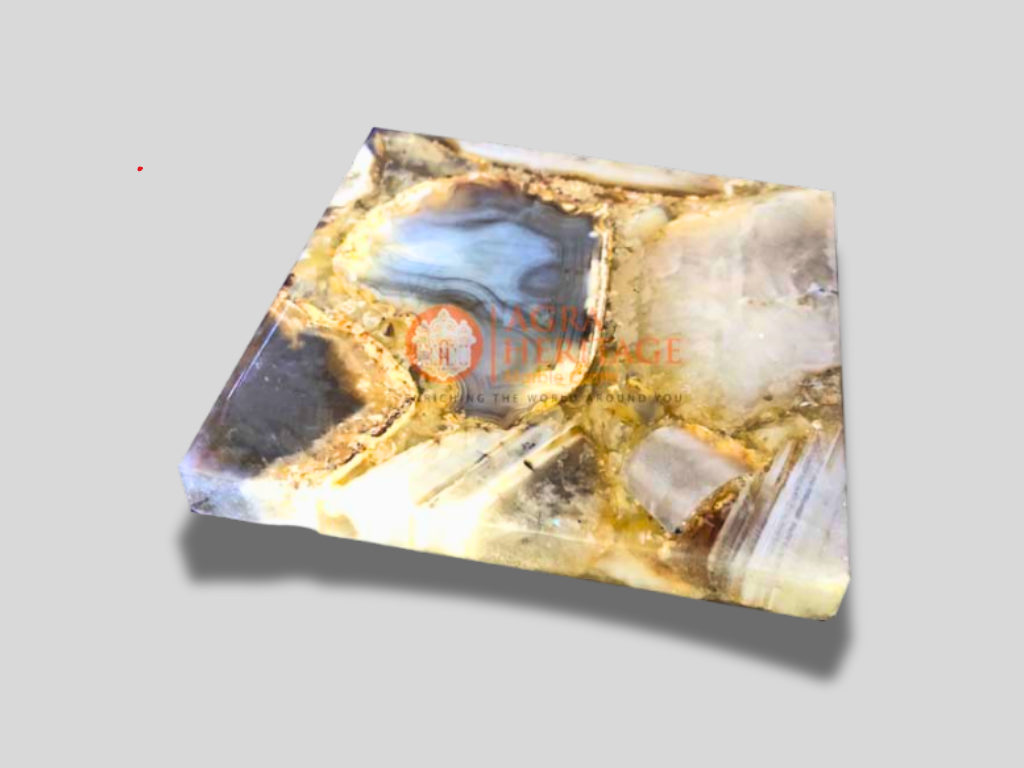 Wild Agate Set of 4 Coaster Set Precious Stone Decor