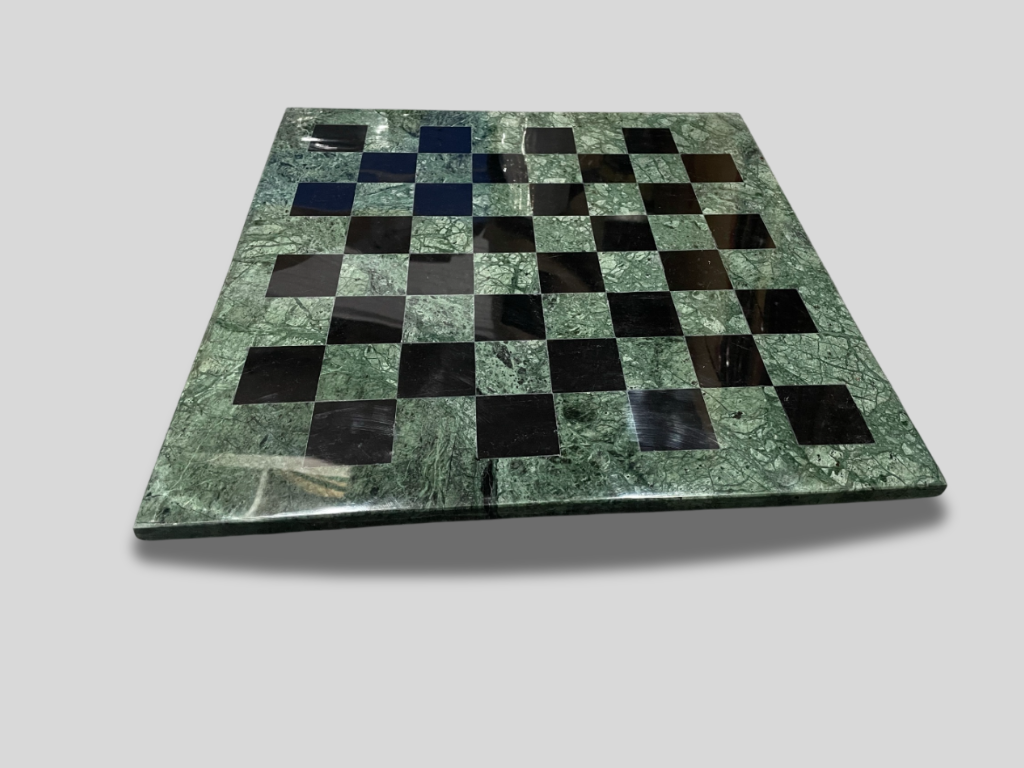 Green & Black Marble Chess Board Table Handmade Mosaic Art
