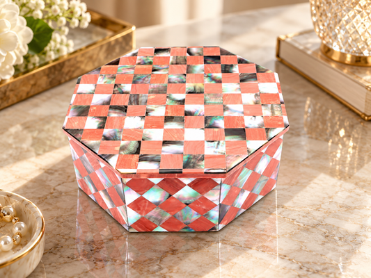 Mosaic Gemstone Inlaid Antique Decorative Marble Jewelry Box For Women