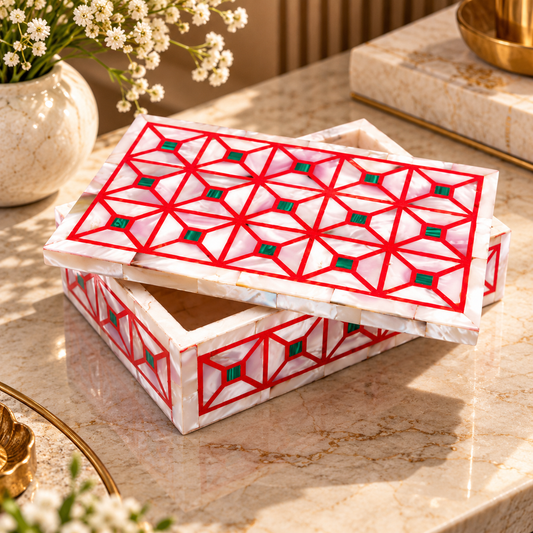 Jewelry Box Vintage Style Handmade Gemstone Semi Precious Mosaic Art