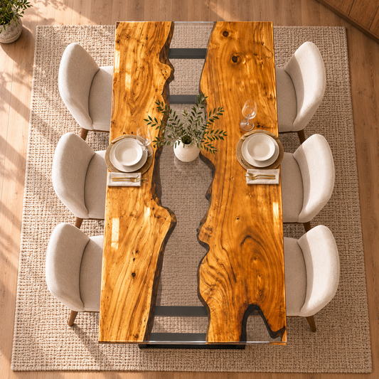 Clear Epoxy Wooden Dining Coffee Table Perfect for Home and Office Decor