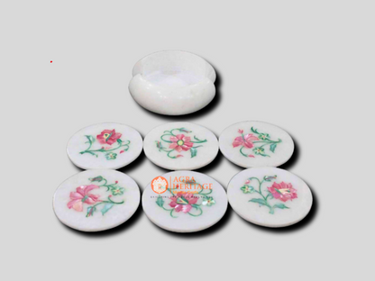 Rose Quartz Floral Tea Cup Coaster Set