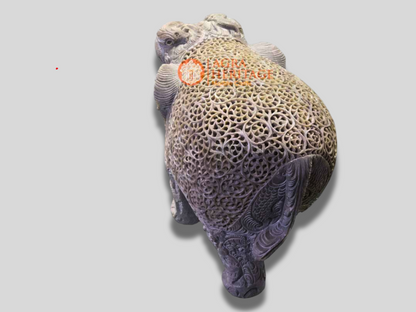 Marble Elephant Stone Statue Filigree Hand Carved Art