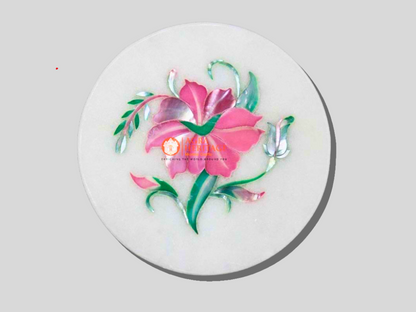 Rose Quartz Floral Stone Tea Coaster Set