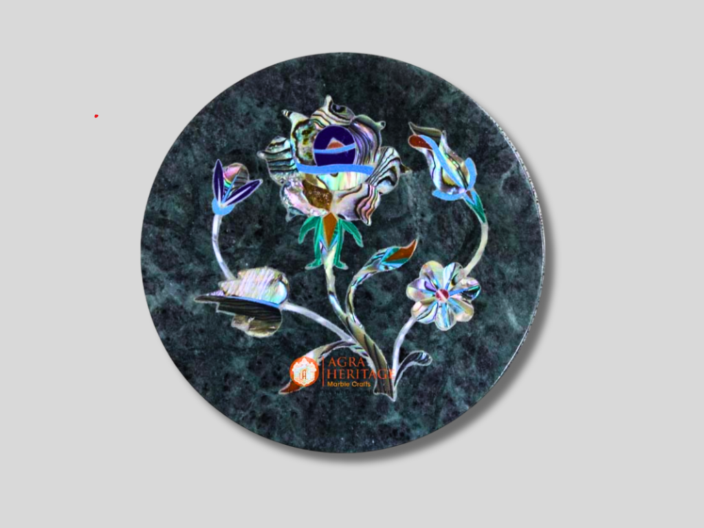 Marble Pauashell Floral Coffee Mug Coaster Set