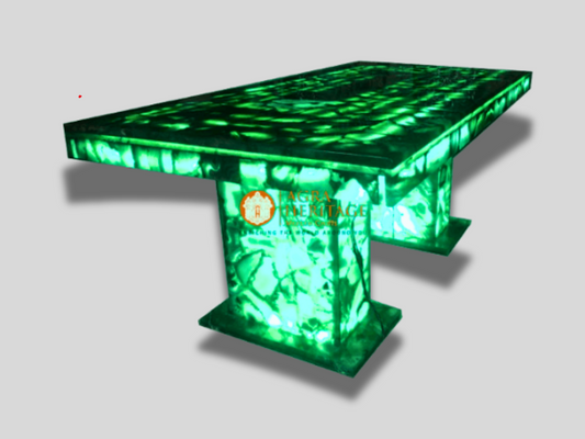 With Two Stand LED Light Agate Dining Table Top Decor