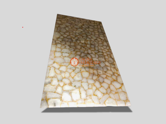 White Agate Stone Big Dining Table Top Furniture Decor