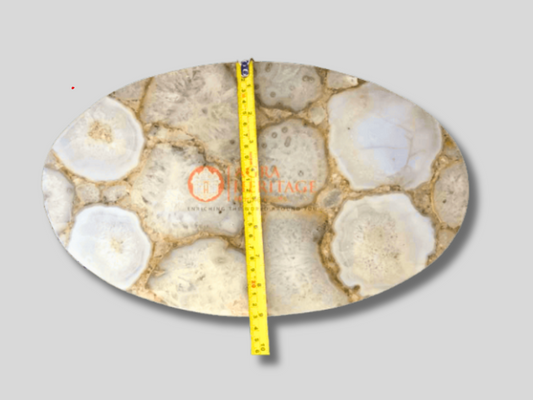 Handmade White Agate Serving Tray Decor