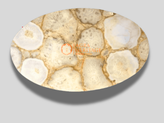 Handmade White Agate Serving Tray Decor