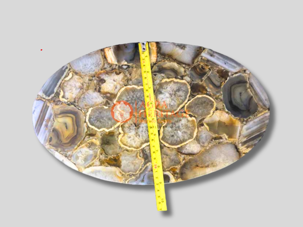 Agate Trinket Table Tray With Handel