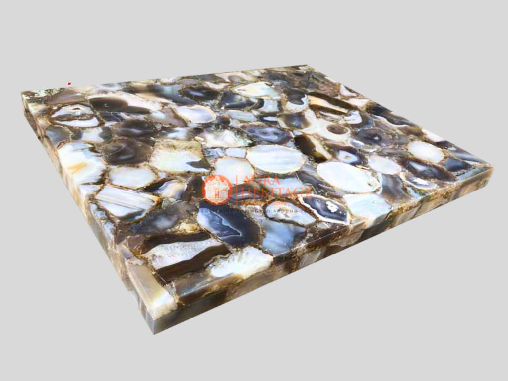 Black Agate Top Dining Center Table Furniture