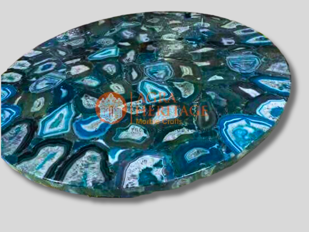 Blue Agate Round Top Dining Table Living Decor