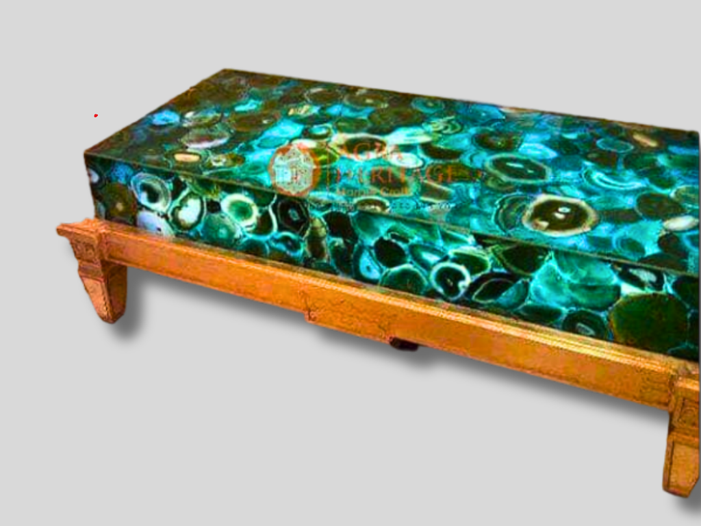 Green Agate Top Conference Dining Table Decor