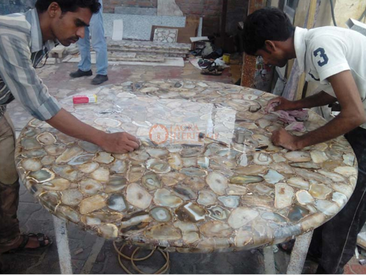 Agate Round Top Dining Table Handmade Furniture