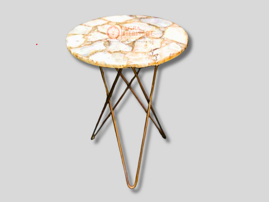 Salt Agate Round Cafeteria Top Table