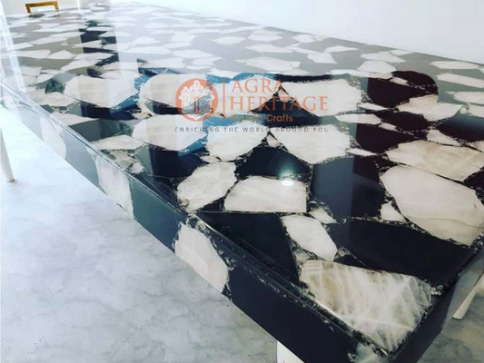 Mix Black & White Agate Stone Table Top