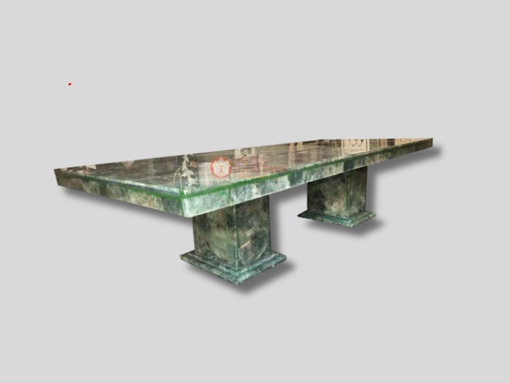 Green Fluorite Dining Table Top With Stand LED Lights