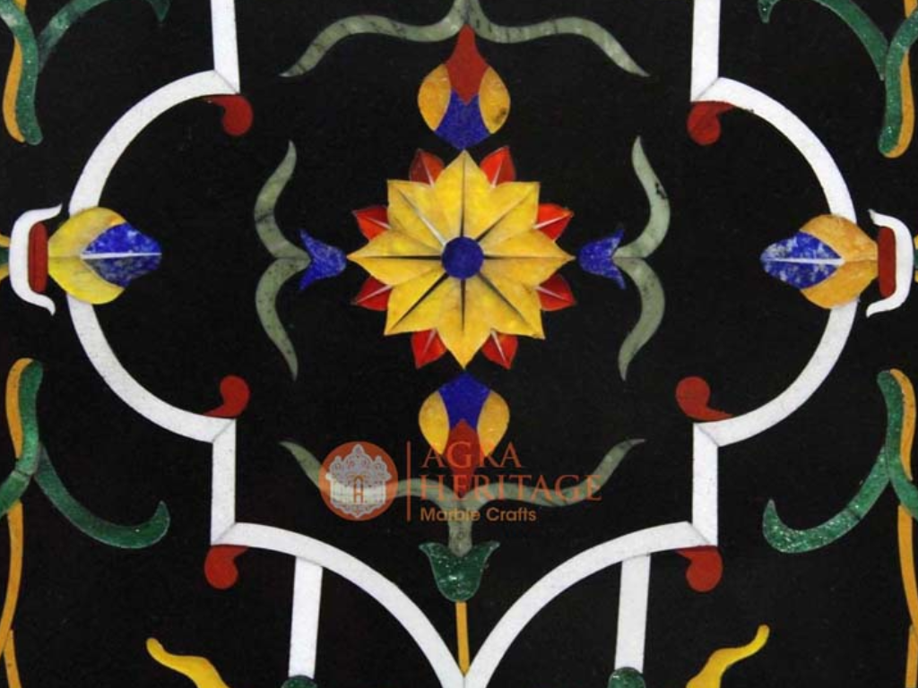 Black Marble Pietradura Italian Art Table Top