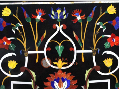 Black Marble Pietradura Italian Art Table Top