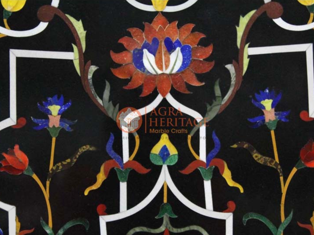 Black Marble Pietradura Italian Art Table Top