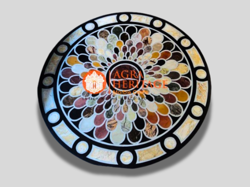 Marble Top Dining Center Table Mosaic Inlay Handicraft Art