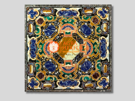 Pietra Dura Italian Marble Side Dining Table Top Home Furniture