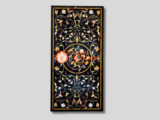 Marble Customized Top Dining Table Floral Inlay Marquetry Furniture