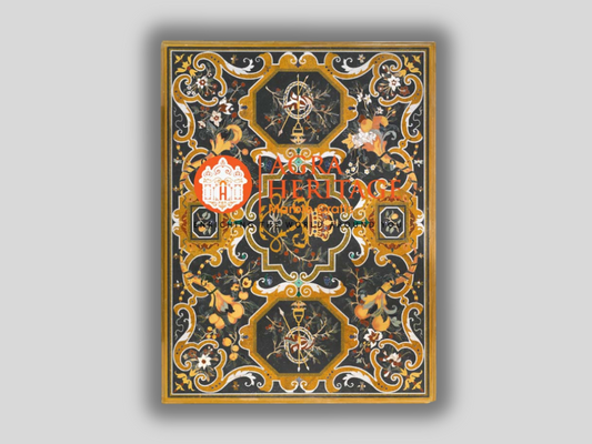 Black Inlay Marble Dining Table Top Marquetry Inlay Living Decor
