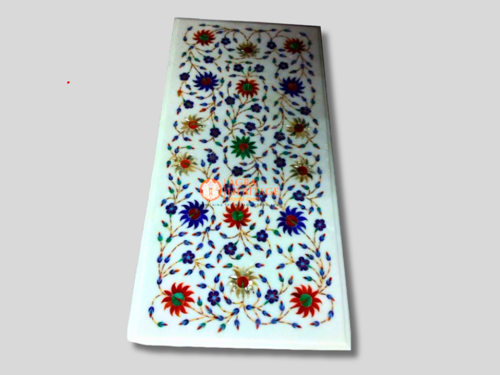 Marble Top Carnelian Pietradura Multi Color Stone Work Table