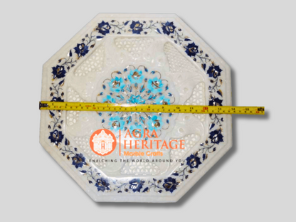 Marble Filigree Coffee Table Top Turquoise Lapis Lazuli Inlaid