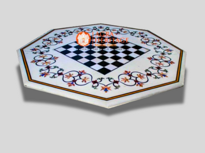 Marble Dining Chess Inlay Table Top Chess Lovers Gift