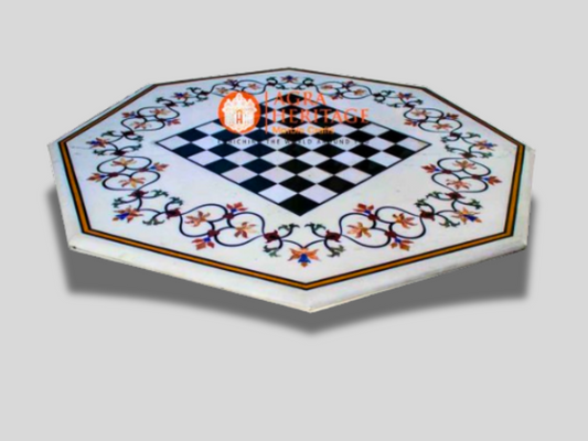 Marble Dining Chess Inlay Table Top Chess Lovers Gift