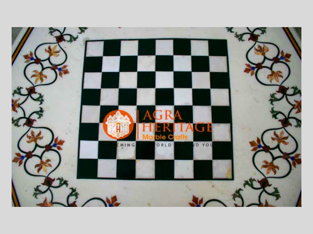 Marble Dining Chess Inlay Table Top Chess Lovers Gift