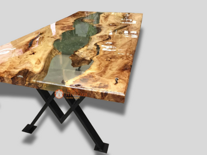 Live Edge Wooden Epoxy Coffee Table-resin table-Clear Bar Table Top-wood furniture-river table,sofa,Walnut Dining Epoxy