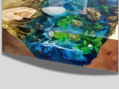 Ocean Beach Resin Art,Epoxy Dining Table, sofa, center table,Live Edge,Walnut Table, Epoxy Resin Art,River Tabletop